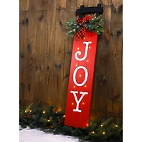 Glitzhome® 40" Lighted Wooden Sleigh JOY Porch Sign with Timer