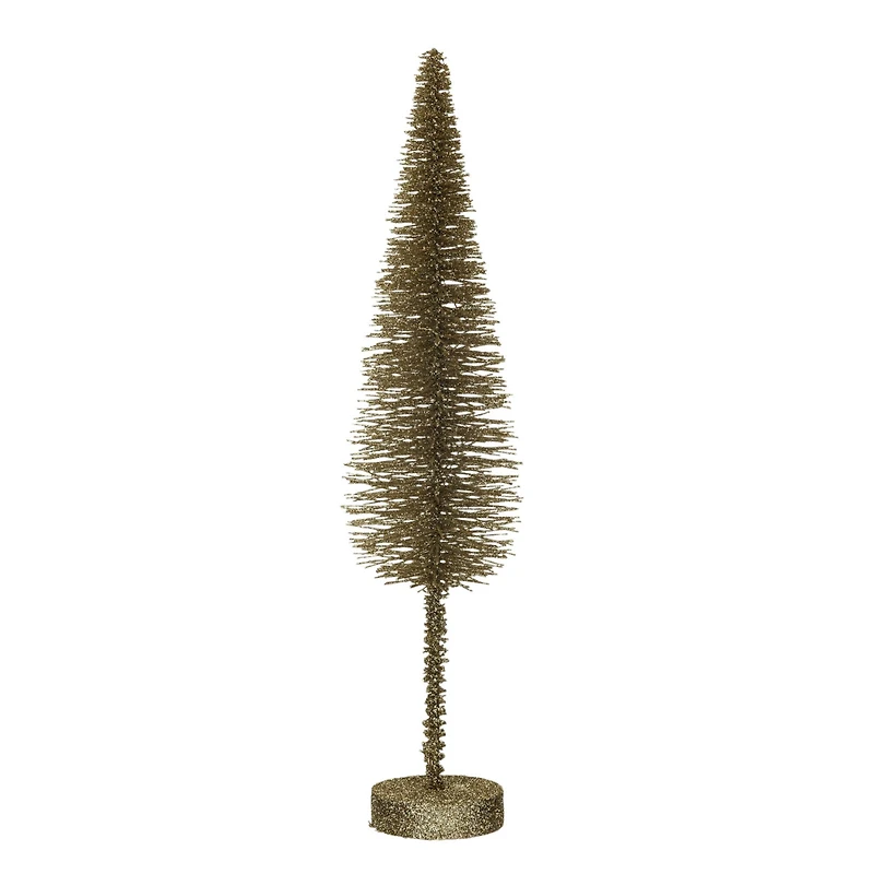 Hello Honey® 15.75" Gold Plastic Bottle Brush Tree with Wood Base