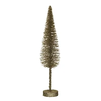 Hello Honey® 15.75" Gold Plastic Bottle Brush Tree with Wood Base