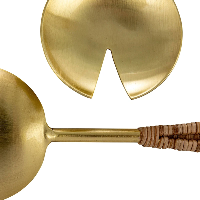 Hello Honey® Rattan Wrapped Stainless Steel Salad Server Utensil Set