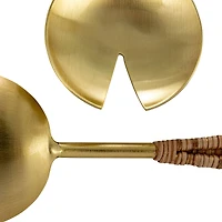 Hello Honey® Rattan Wrapped Stainless Steel Salad Server Utensil Set
