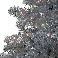 9ft. Pre-Lit Matte Silver Metallic Evergreen Artificial Christmas Tree