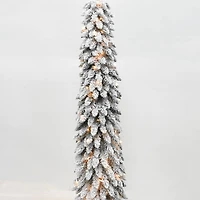 6ft. Pre-Lit Pencil Flocked Alpine Artificial Christmas Tree, Clear Lights