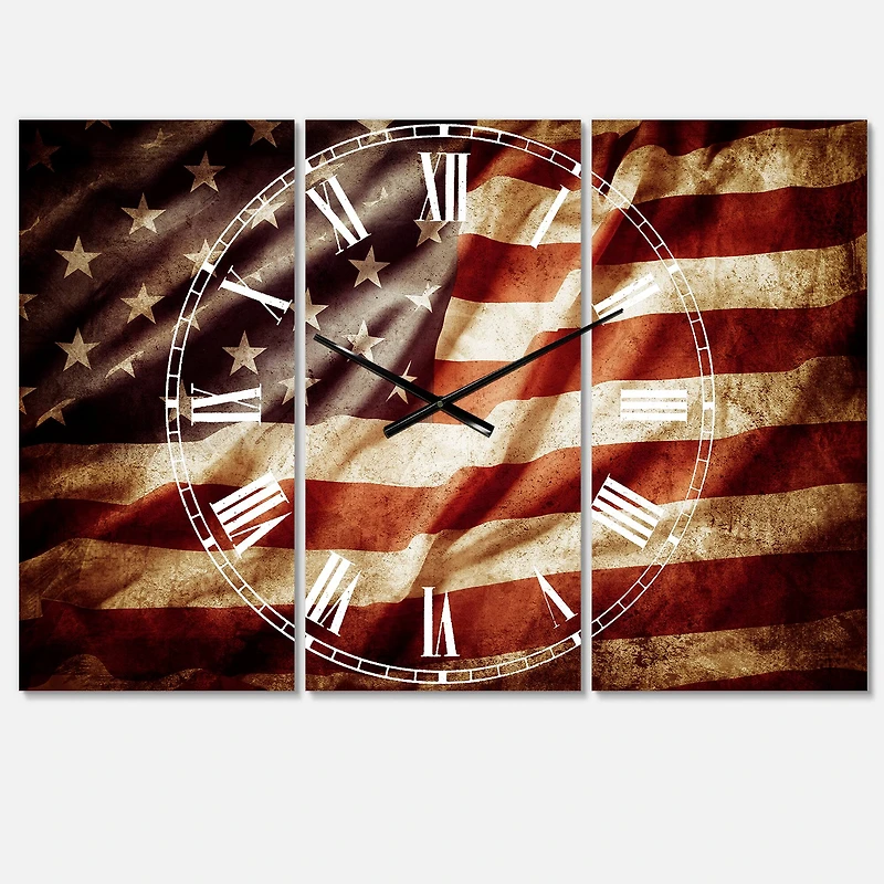 Designart American Flag Multipanel Wall Clock