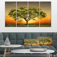 Designart - Green Tree against Setting Sun