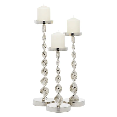 Silver Aluminum Candle Holder Set