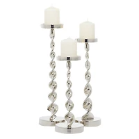 Silver Aluminum Candle Holder Set