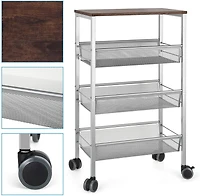 Silver 3-Tier Rustic Kitchen Cart