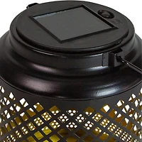 7" Black Diamond Cutout LED Outdoor Solar Lantern with Handle