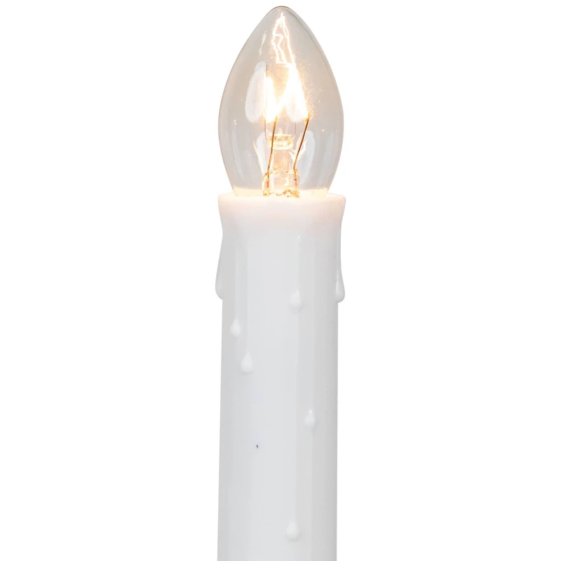 8" White C7 Candle Pathway Markers Christmas Lights With White Wire, 10ct.
