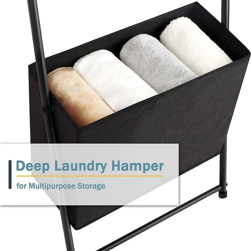 NEX™ 55" Decorative Ladder with 5 Hanging Hooks & Basket