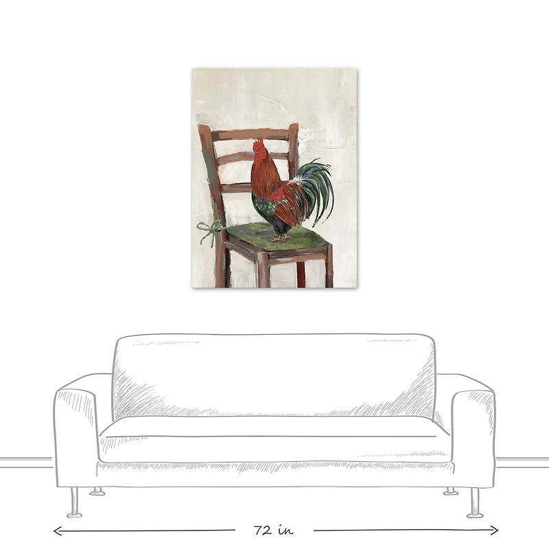 Rooster on a Chair 30" x 40" Canvas Wall Art
