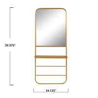 Hello Honey® 40" Gold Metal Wall Mirror with Shelf