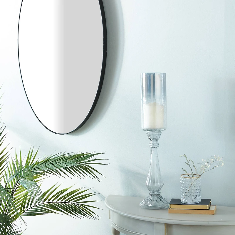 21" Black Glass Traditional Candle Holder