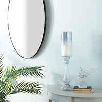 21" Black Glass Traditional Candle Holder