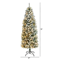 6ft. Pre-Lit Slim Flocked Montreal Fir Artificial Christmas Tree