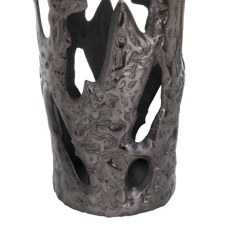 Set of 2" Black Aluminum Contemporary Vases, 20" x 7" x 6"