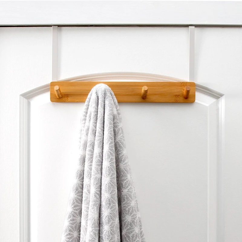 Simplify White Over the Door Bamboo 4 Hook