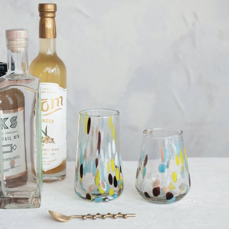 Hello Honey® 13oz. Blown Confetti Drinking Glasses, 6ct.