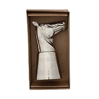 Hello Honey 2 oz. Cast Aluminum and Stainless Steel Horse Head Jigger in Kraft Box, Nickel Finish