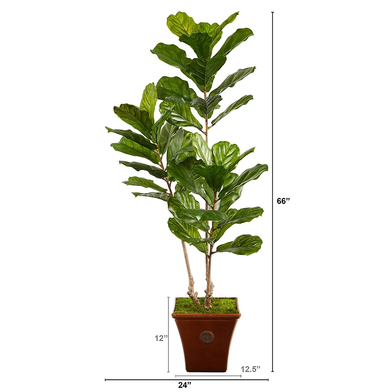 5.5ft. Fiddle Leaf Artificial Tree in Brown Planter UV Resistant (Indoor/Outdoor)