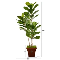 5.5ft. Fiddle Leaf Artificial Tree in Brown Planter UV Resistant (Indoor/Outdoor)