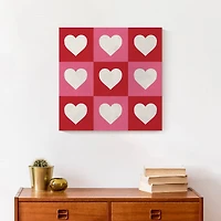 Heart Checker Pattern Canvas Wall Art