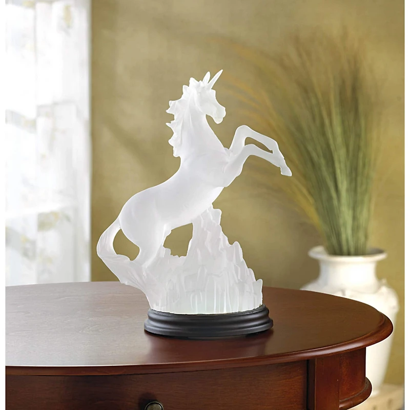 Rainbow Light-Up Frosted Unicorn Figurine 7.25" x 4.75" x 10