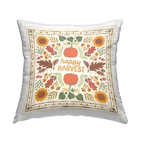 Stupell Industries Happy Harvest Pattern Decorative Printed Throw Pillow