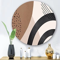 Designart - Abstract Shapes in Terracotta and Ivory Shapes III - Modern Metal Circle Wall Art