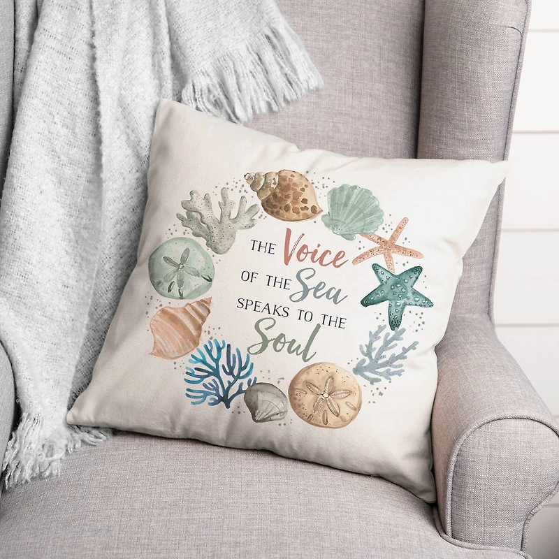 Voice of the Sea Wreath Throw Pillow