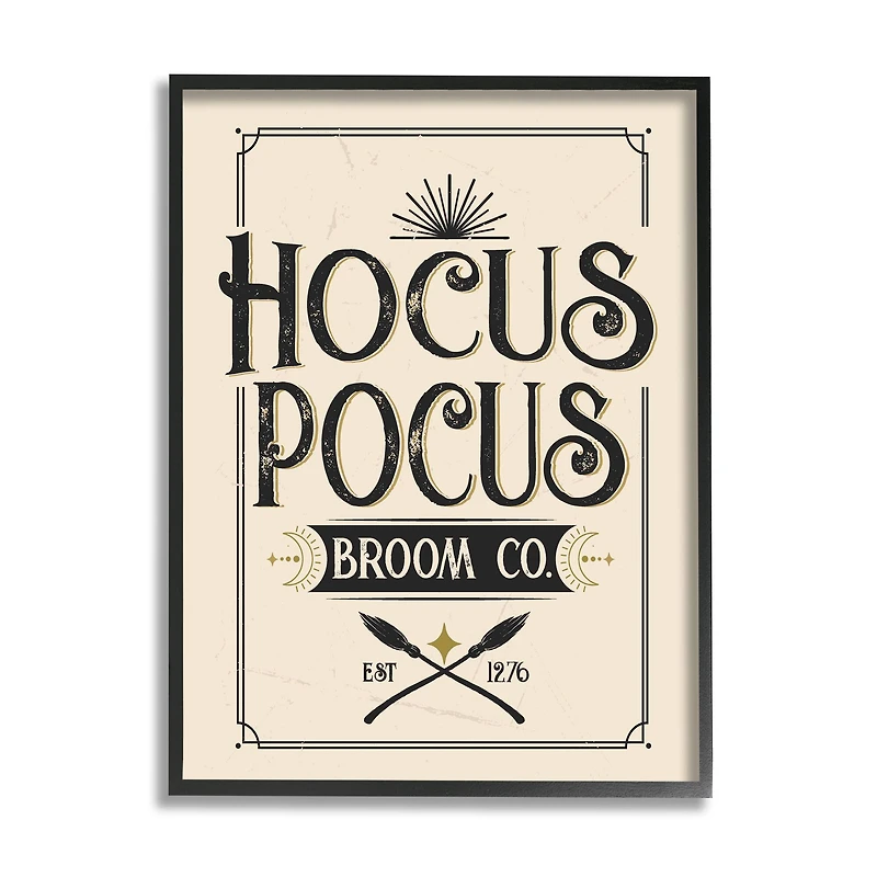 Stupell Industries Hocus Pocus Broom Co Sign Framed Giclee Art