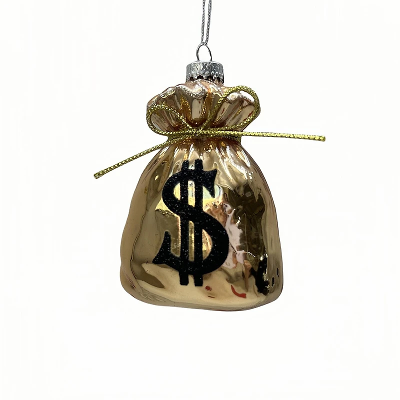 4.5" Gold Money Bag Glass Ornament by Ashland®