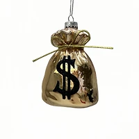 4.5" Gold Money Bag Glass Ornament by Ashland®