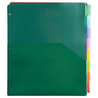 JAM Paper 9.75" x 11.5" 8-Tab Plastic Index Tab Dividers with Double Pockets 