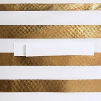 DII® 11" Nonwoven Polyester White & Gold Stripes Storage Cube