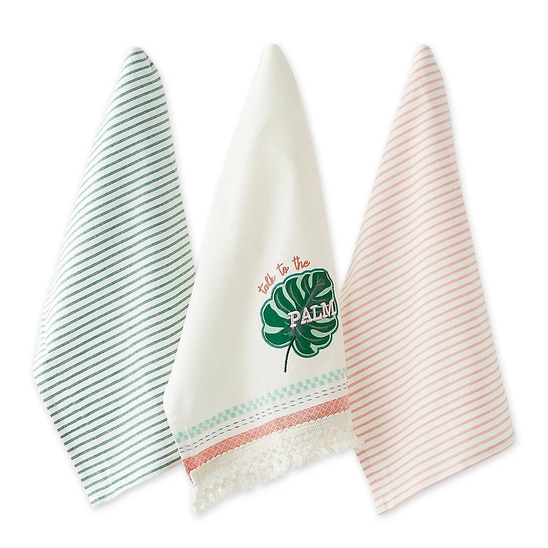 Talk To Palm Embellished Dishtowel (Set of 3)