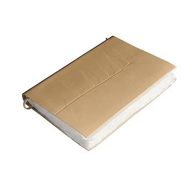 Hello Honey® Tan Embossed Leaf Leather Bound Journal with Bookmark