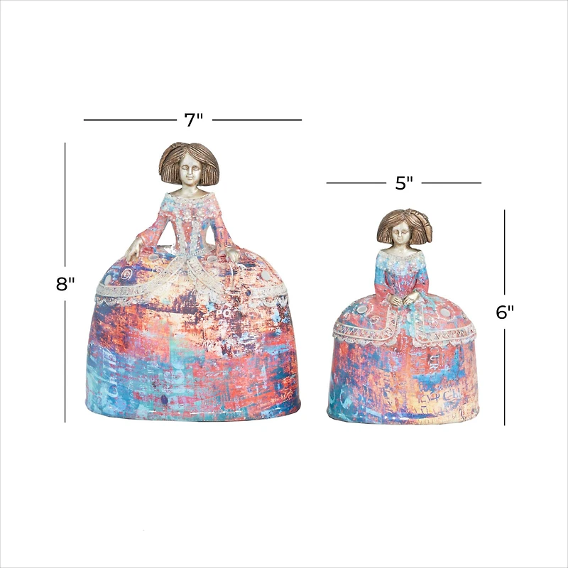 Set of 2 Multi Polystone Tuscan Sculptures, 6" x 7" x 5"