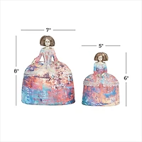 Set of 2 Multi Polystone Tuscan Sculptures, 6" x 7" x 5"