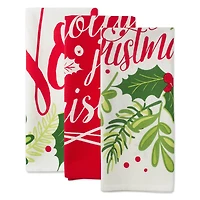 DII® Red & Green Boughs Of Holly Dishtowel Set