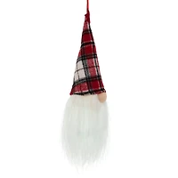 9" LED Lighted Red Plaid Gnome Christmas Ornament