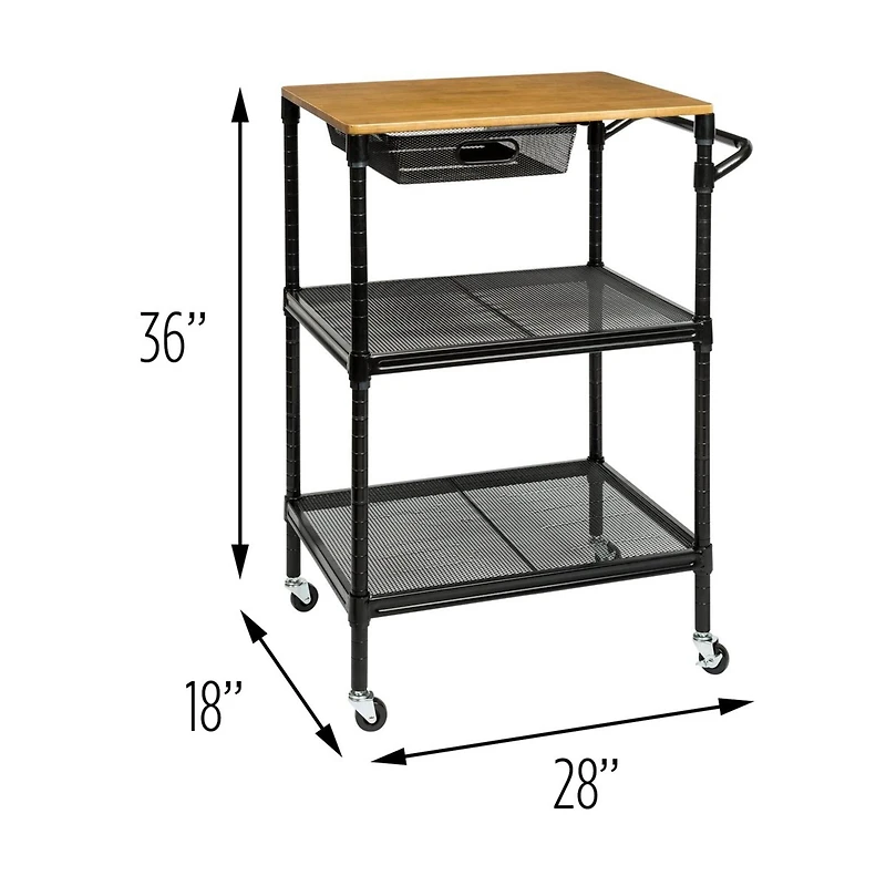 Honey Can Do Black Matte Rolling Storage Cart