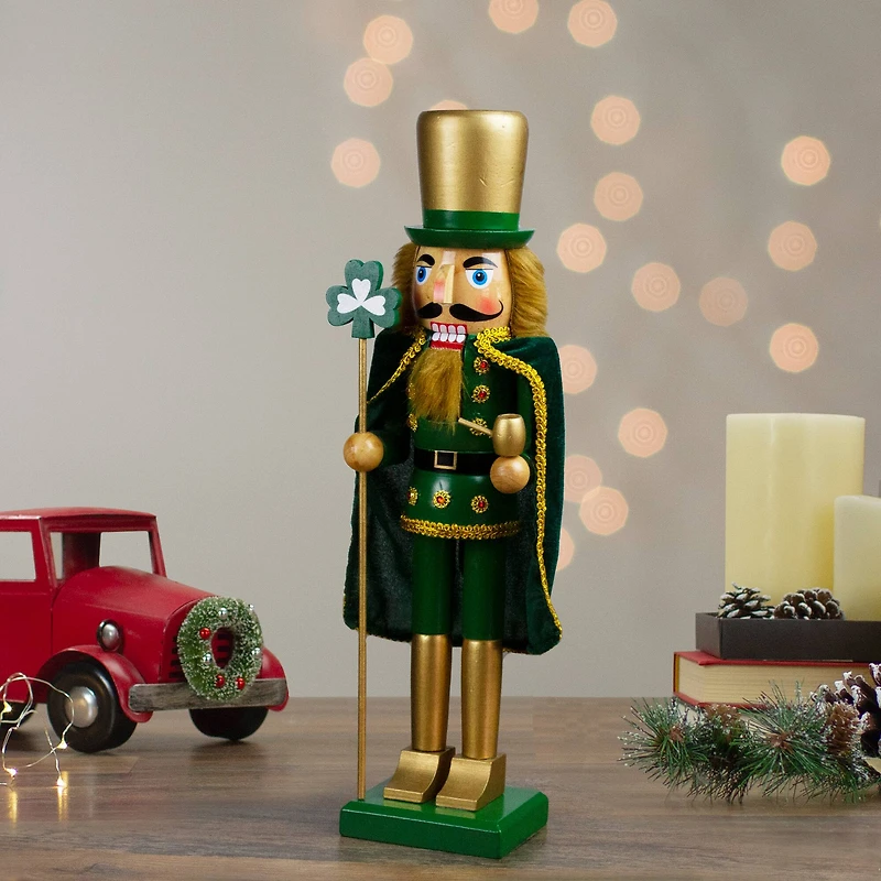 15" Green & Gold Luck of the Irish Christmas Nutcracker
