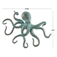 16" Blue Octopus Patina Sculpture
