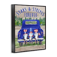 Stupell Industries Stars & Stripes Forever Americana Gnomes Framed Giclee Art