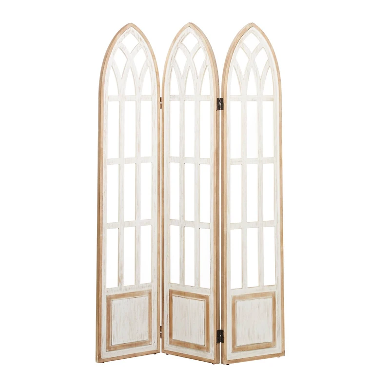White Wood Farmhouse Room Divider Screen, 72" x 48" x 2"