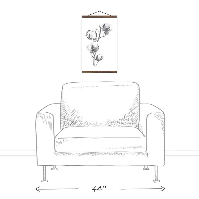 Soft Neutral Cotton Teak Hanging Canvas Wall Art