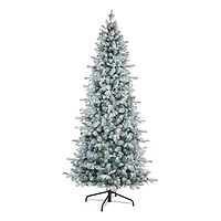 7.5ft. Pre-Lit Snowy Comet Slim Blue Artificial Christmas Tree, Cool White LED Lights