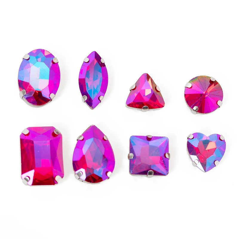 CousinDIY Silver Siam AB Glass Sew-On Rhinestones, 32ct.